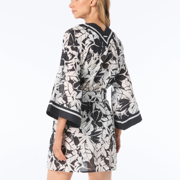 MICHAEL KORS COVER UP TIE FRONT ROBE - MAJESTY PALM NWT - Picture 1 of 6